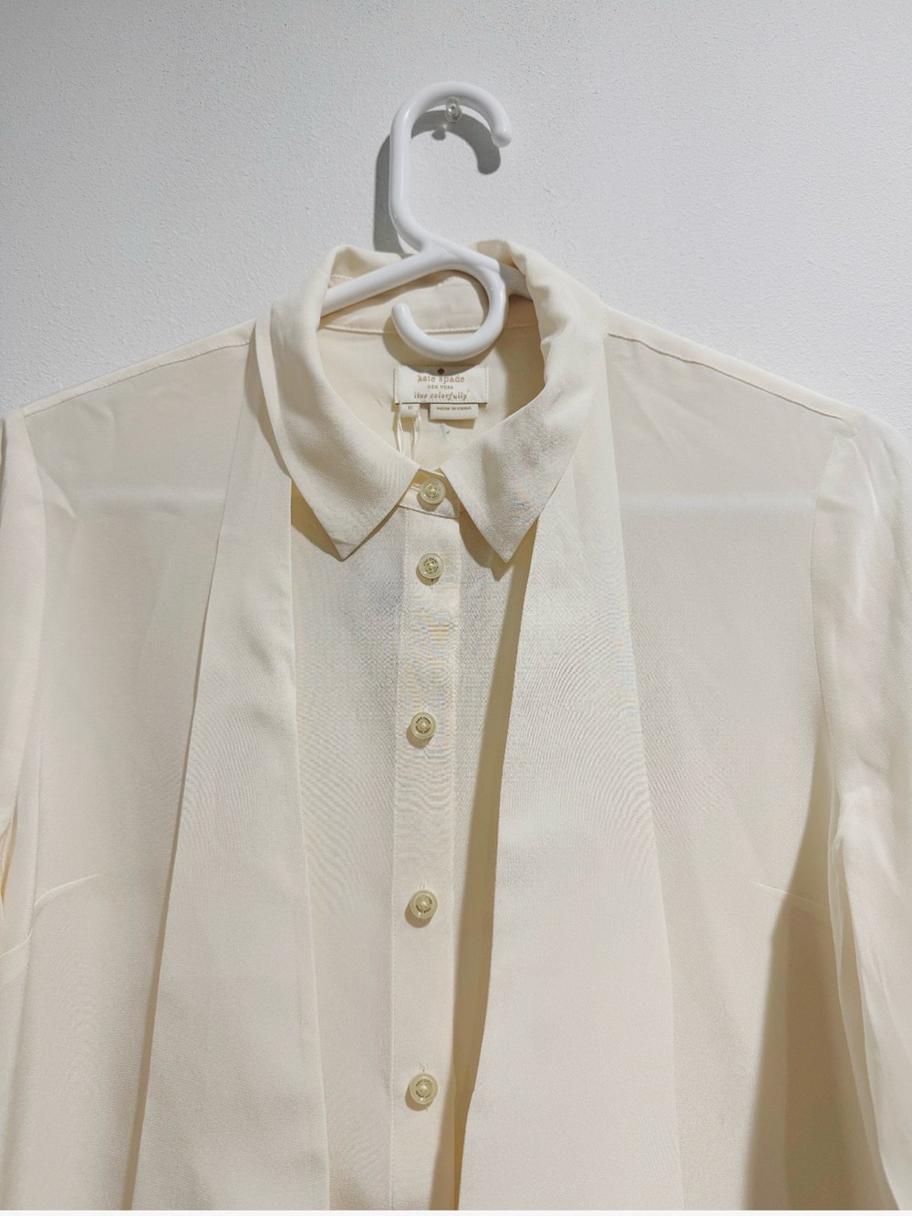 Kate Spade Bow Blouse  Ivory- cream Tie-Neck - Picture 4 of 6